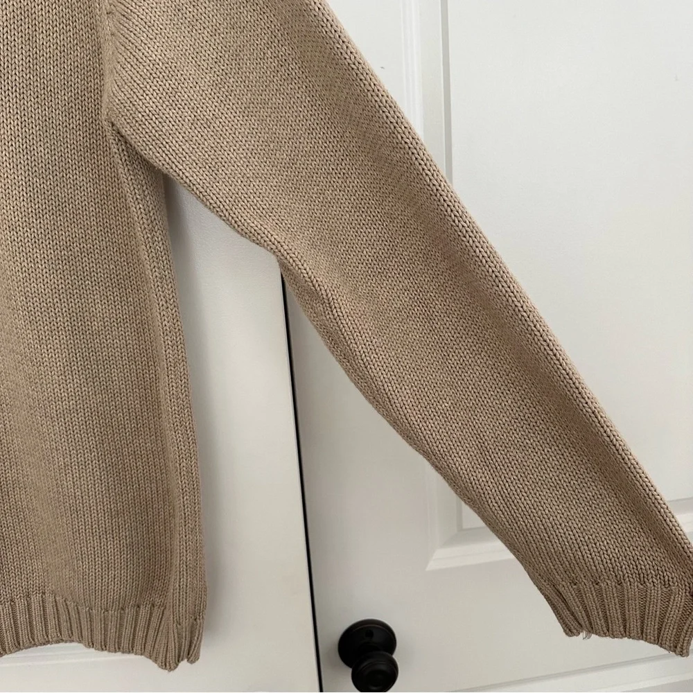 L.L.Bean Fall Tan / Taupe 100% Cotton Crewneck Knit Sweater